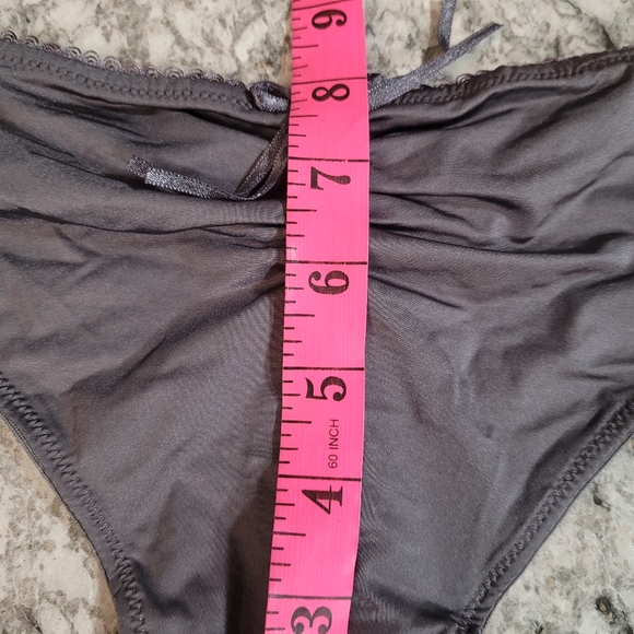 XL Grey Ruched Front Thong - Picture 5 of 6